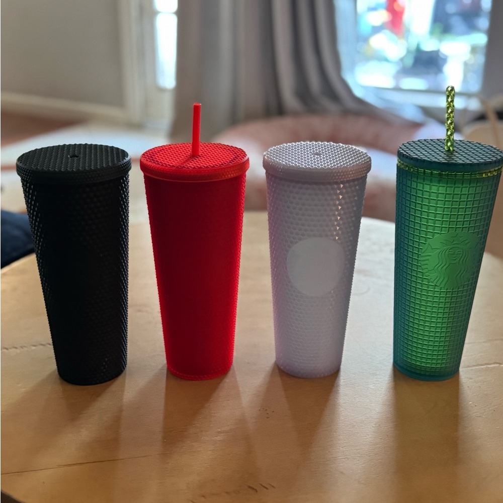 Starbucks Studded Reusable Tumblers - Dark Green, Red, White, Green